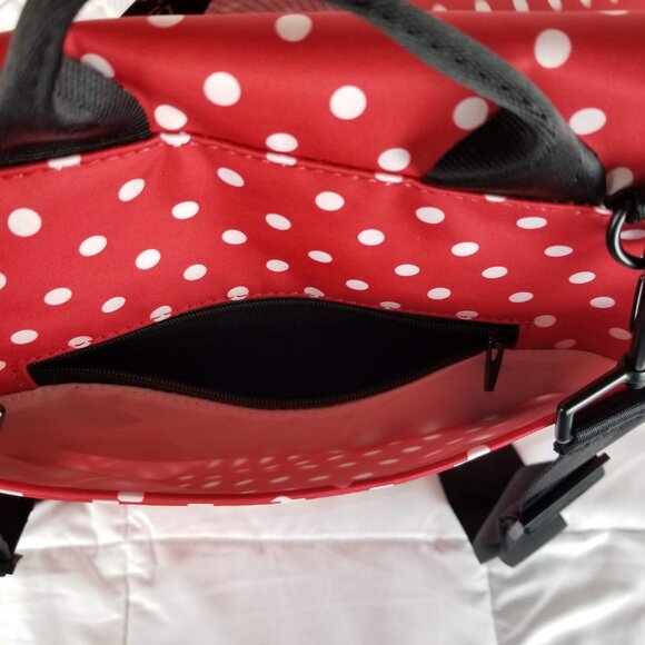 JuJuBe Black Ruby Be Sporty Backpack Red Polka Dot Messenger Strap Change Pad - Picture 8 of 16